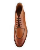 Montauk Tramezza Calfskin Boot with Norwegian Welt, Light Brown