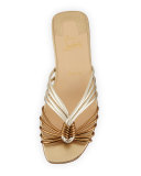 O Novt Strappy Leather Red Sole Sandal, Sahara
