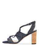 Margo Crisscross 80mm Sandal, Denim Blue