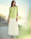 Long Pleated Skirt, White