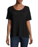 Slub Jersey Cotton Boyfriend Tee, Black
