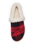 Plaid Faux-Shearling Slipper, Dark Red