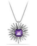 30mm Starburst Diamond & Amethyst Pendant Necklace