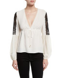 Maeve Contrast-Lace Peasant Top