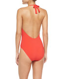 Logo One-Piece Swimsuit, Poppy Red