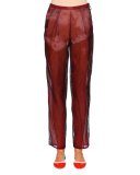 Slim-Leg Ankle Pants, Navy/Red