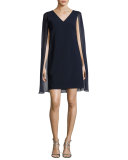 Socio Cape Cocktail Dress, Indigo