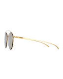 Round Stainless Steel Double-Bridge Sunglasses