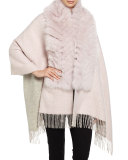Fox Fur & Wool-Blend Shawl, Pink