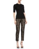 Floral-Lace Skinny Pants
