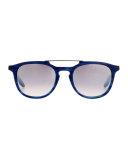 Men's Rainey Rectangular Top-Bar Sunglasses, Cobalt/Silver