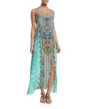 Embellished Low-Back Long Coverup Dress