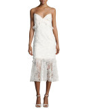Milan Sleeveless Lace Fit-and-Flare Cocktail Dress, Ivory