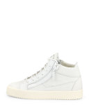 Croc-Embossed Low-Top Sneaker, White