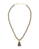 Shanti Pyrite Long Tassel Necklace