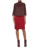 Bicolor Silk Sheath Dress, Berry/Mangosteen