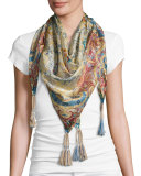 Dunes Georgette-Print Silk Scarf, Multi