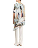 Go W/ the Flow Georgette Caftan Top, Multi/Black