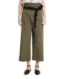High-Waist Cropped Culottes, Olive