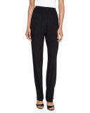 Stretch-Knit Straight-Leg Pants, Black 