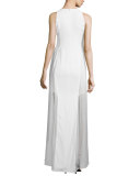 Chloe Paneled Silk Chiffon Long Dress, White