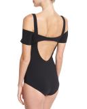 Iride Cold-Shoulder One-Piece Swimsuit, Black