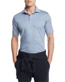 Striped Jacquard Polo Shirt, Dark Blue