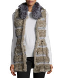 Netted Mink & Fox Fur Vest, Dark Gray