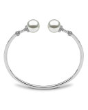 18K White Gold & Pearl Bangle with Diamonds