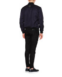 Utility Zip-Up Bomber Jacket, Navy Blue