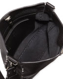 Rockstud Small Flip-Lock Hobo Bag, Black