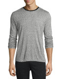 Long-Sleeve Melange Ringer T-Shirt, Charcoal