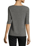 Half-Sleeve Sequin Cashmere Sweater