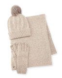 Wool-Blend Gloves, Beanie & Scarf, Natural
