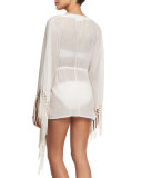 Fringe-Trim Caftan Coverup