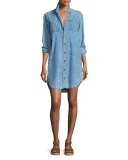 The Jamie Button-Front Shirtdress, Pierrot