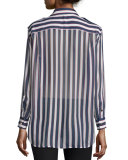 Major Striped Long-Sleeve Silk Shirt
