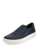 Ace Perforated Leather Slip-On Sneaker, Navy
