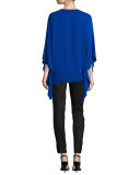 Crystal-Trim V-Neck Silk Caftan, Azzurine