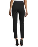 Oleander Cropped Stretch-Knit Pants, Black