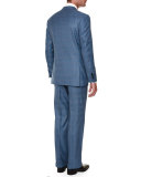 Windowpane Two-Piece Wool Suit, Blue/Red