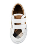 Heacham Check Canvas Sneaker, White/Tan, Toddler