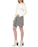 Houndstooth Wrap Skirt, Black/Moonstone