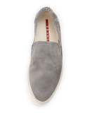 Suede Slip-On Espadrille, Gray 