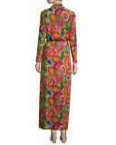 Long-Sleeve Printed Maxi Dress, Multi Colors