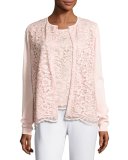 Lace-Front Cardigan, Light Pink