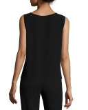 Sleeveless Ballet-Neck Silk Shell 