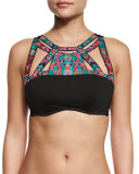 Prisma Embellished High-Neck Underwire Swim Top