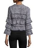 Tweed Tiered Ruffle Jacket w/Fringe