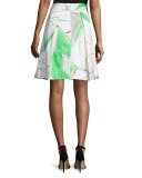 Clarisa Floral-Print Skirt, Green/Multi